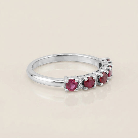 Churumbela Isabel con Rubíes y Diamantes en Oro Blanco de 14K