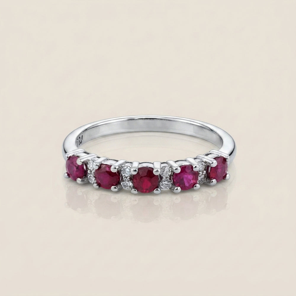 Churumbela Isabel con Rubíes y Diamantes en Oro Blanco de 14K