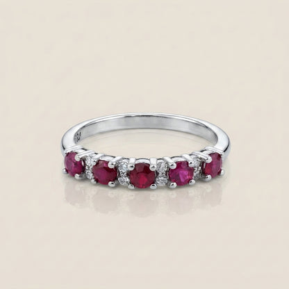 Churumbela Isabel con Rubíes y Diamantes en Oro Blanco de 14K