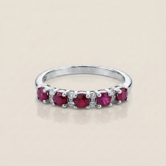 Churumbela Isabel con Rubíes y Diamantes en Oro Blanco de 14K
