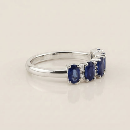 Churumbela Camila con Zafiros y Diamantes en Oro Blanco de 14K