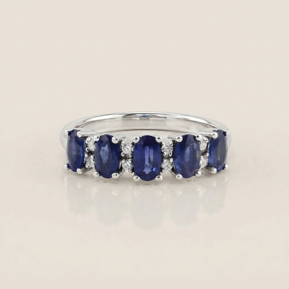Churumbela Camila con Zafiros y Diamantes en Oro Blanco de 14K