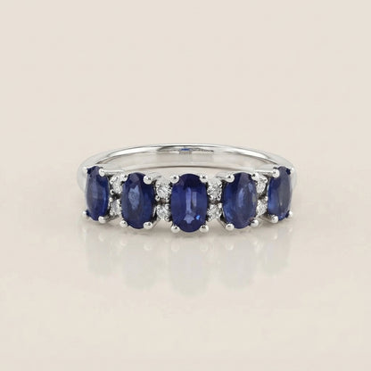 Churumbela Camila con Zafiros y Diamantes en Oro Blanco de 14K