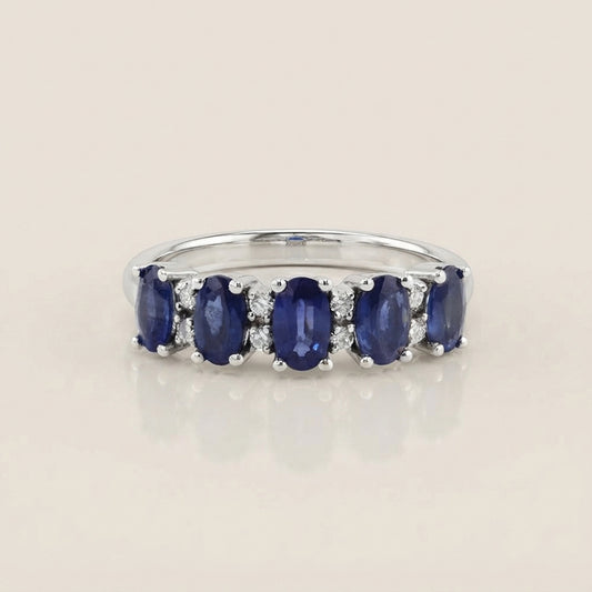 Churumbela Camila con Zafiros y Diamantes en Oro Blanco de 14K