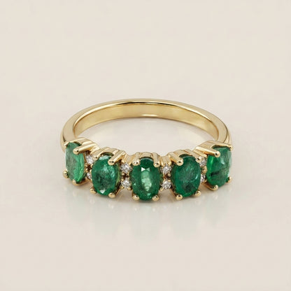 Churumbela Camila con Esmeraldas y Diamantes en Oro Amarillo de 14K