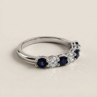 Churumbela Andrea con Zafiros y Diamantes en Oro Blanco de 14K