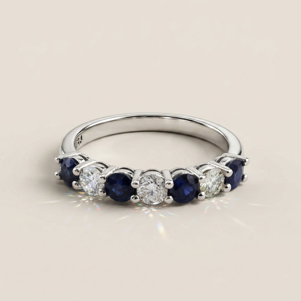 Churumbela Andrea con Zafiros y Diamantes en Oro Blanco de 14K