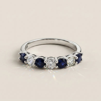 Churumbela Andrea con Zafiros y Diamantes en Oro Blanco de 14K
