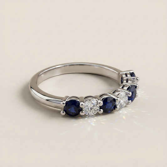 Churumbela Andrea con Zafiros y Diamantes en Oro Blanco de 14K