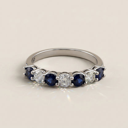 Churumbela Andrea con Zafiros y Diamantes en Oro Blanco de 14K