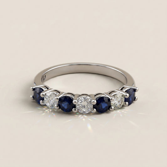 Churumbela Andrea con Zafiros y Diamantes en Oro Blanco de 14K