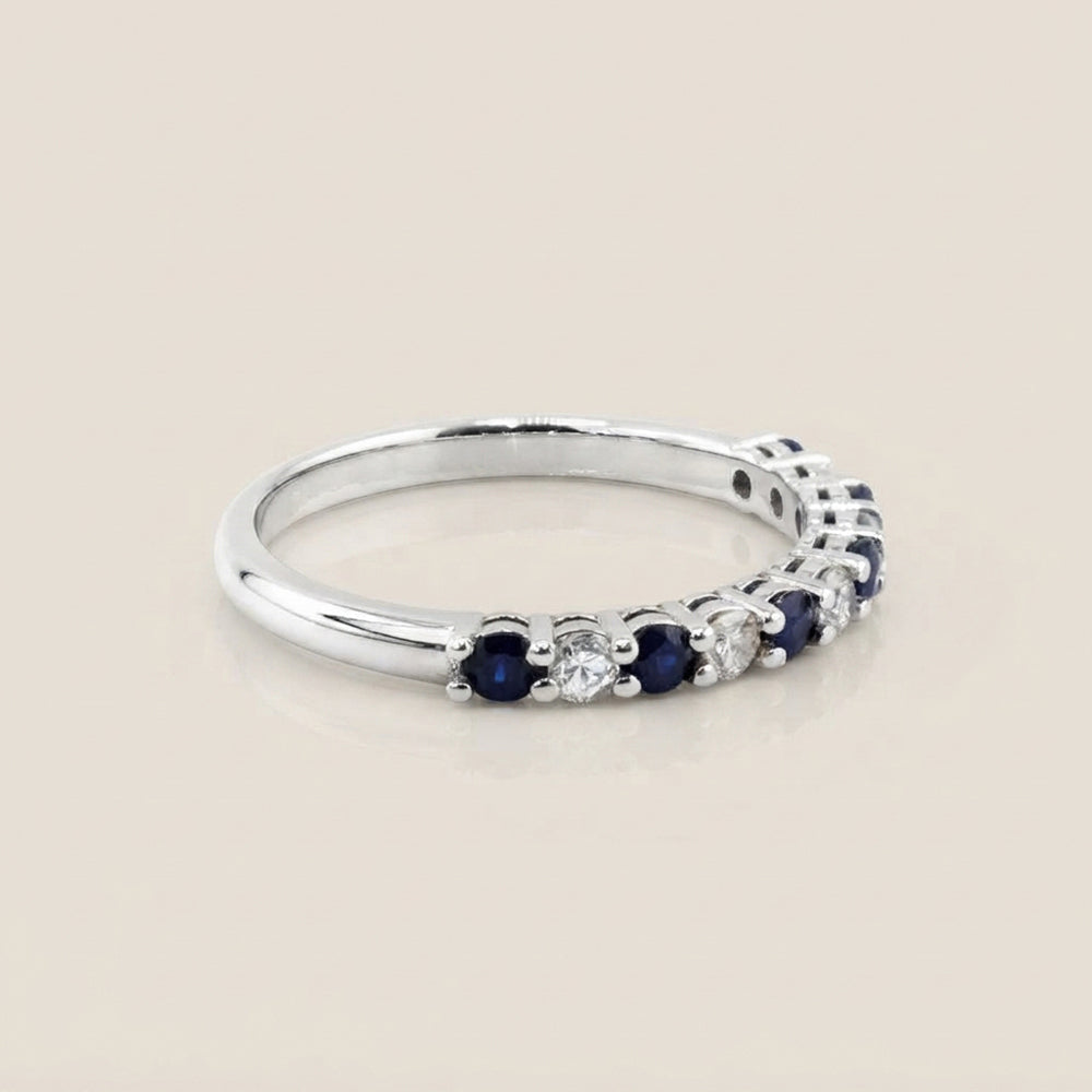 Churumbela Andrea con Zafiros y Diamantes en Oro Blanco de 14K
