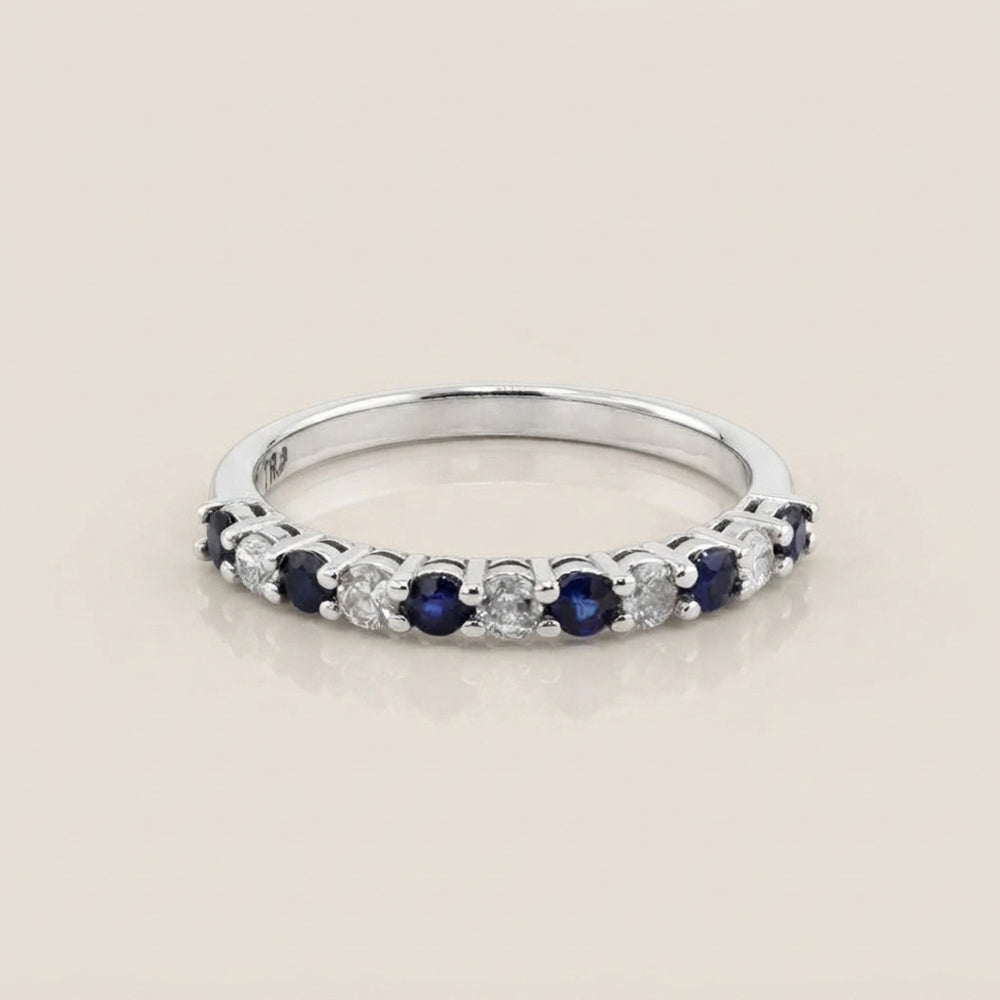 Churumbela Andrea con Zafiros y Diamantes en Oro Blanco de 14K