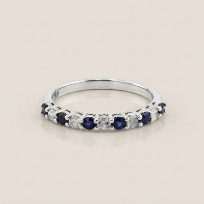 Churumbela Andrea con Zafiros y Diamantes en Oro Blanco de 14K
