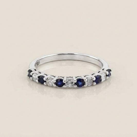 Churumbela Andrea con Zafiros y Diamantes en Oro Blanco de 14K