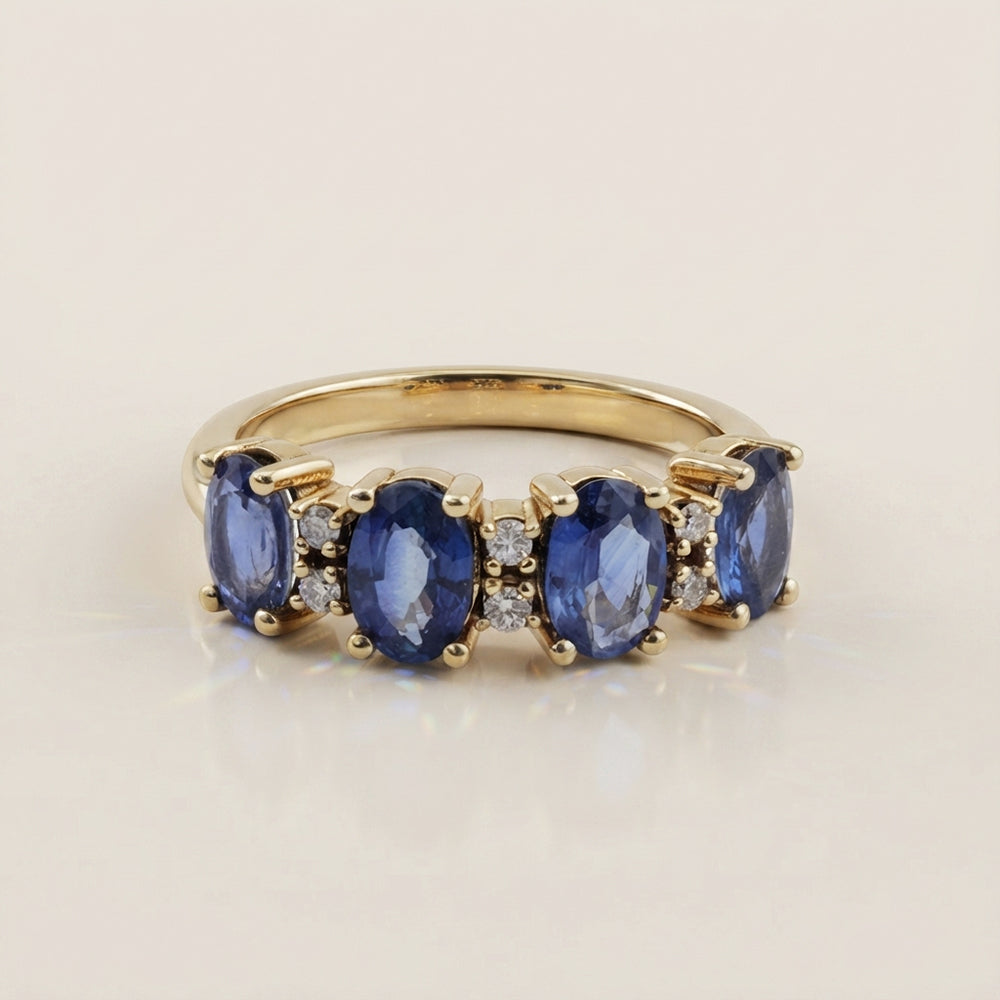 Churumbela Camila con Zafiros y Diamantes en Oro Amarillo de 14K