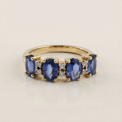 Churumbela Camila con Zafiros y Diamantes en Oro Amarillo de 14K