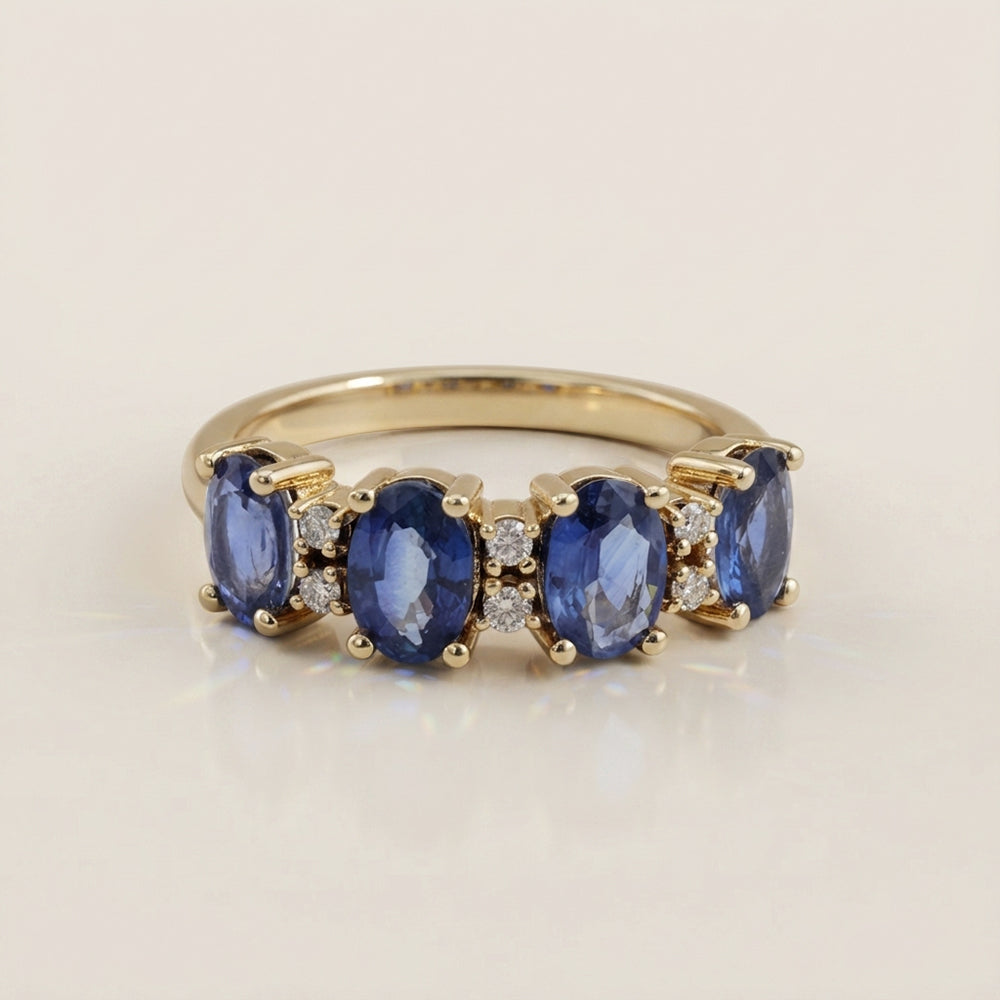 Churumbela Camila con Zafiros y Diamantes en Oro Amarillo de 14K