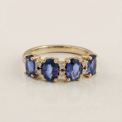 Churumbela Camila con Zafiros y Diamantes en Oro Amarillo de 14K