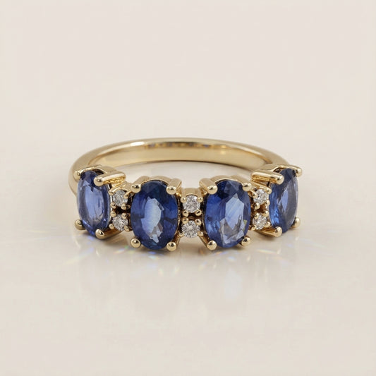 Churumbela Camila con Zafiros y Diamantes en Oro Amarillo de 14K