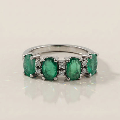 Churumbela Camila con Esmeraldas y Diamantes en Oro Blanco de 14K