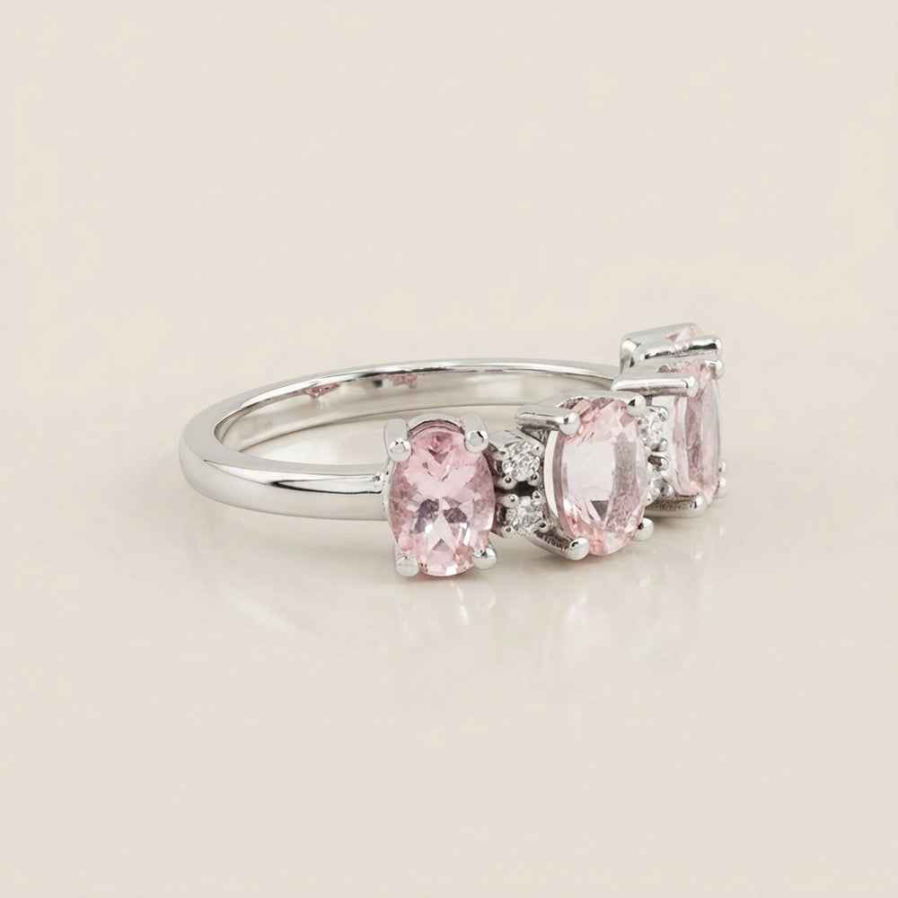 Churumbela Camila con Morganitas y Diamantes en Oro Blanco de 14K