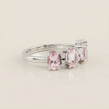 Churumbela Camila con Morganitas y Diamantes en Oro Blanco de 14K