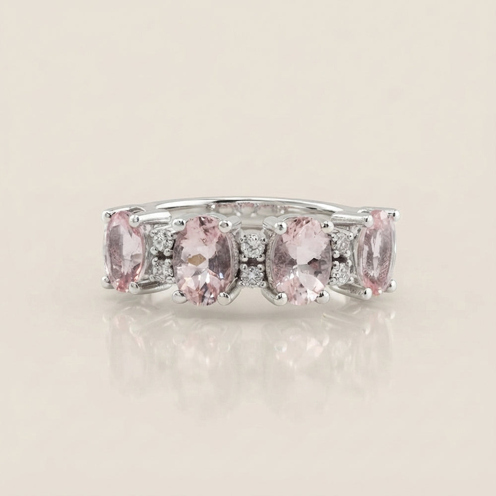 Churumbela Camila con Morganitas y Diamantes en Oro Blanco de 14K