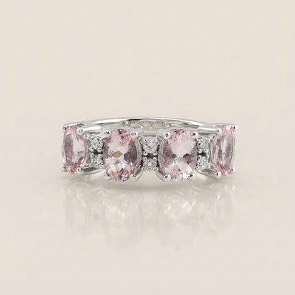 Churumbela Camila con Morganitas y Diamantes en Oro Blanco de 14K