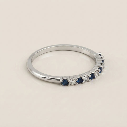 Churumbela Andrea con Zafiros y Diamantes en Oro Blanco de 14K