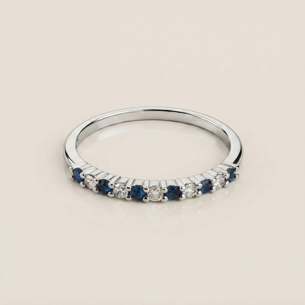 Churumbela Andrea con Zafiros y Diamantes en Oro Blanco de 14K
