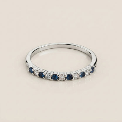 Churumbela Andrea con Zafiros y Diamantes en Oro Blanco de 14K