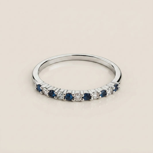 Churumbela Andrea con Zafiros y Diamantes en Oro Blanco de 14K