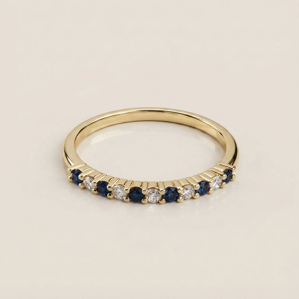 Churumbela Andrea con Zafiros y Diamantes en Oro Amarillo de 14K