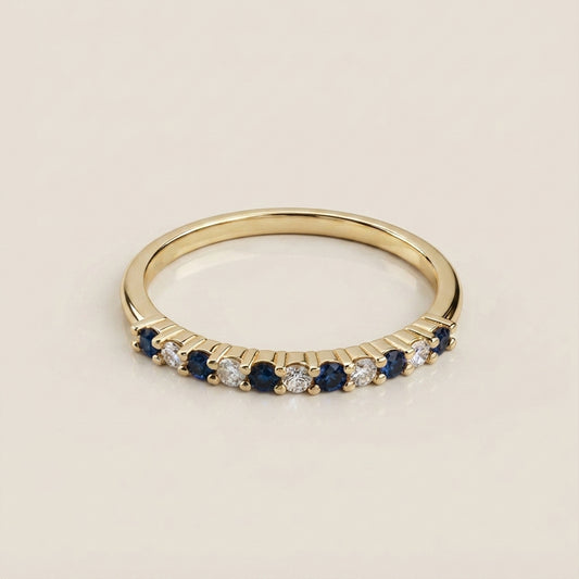 Churumbela Andrea con Zafiros y Diamantes en Oro Amarillo de 14K