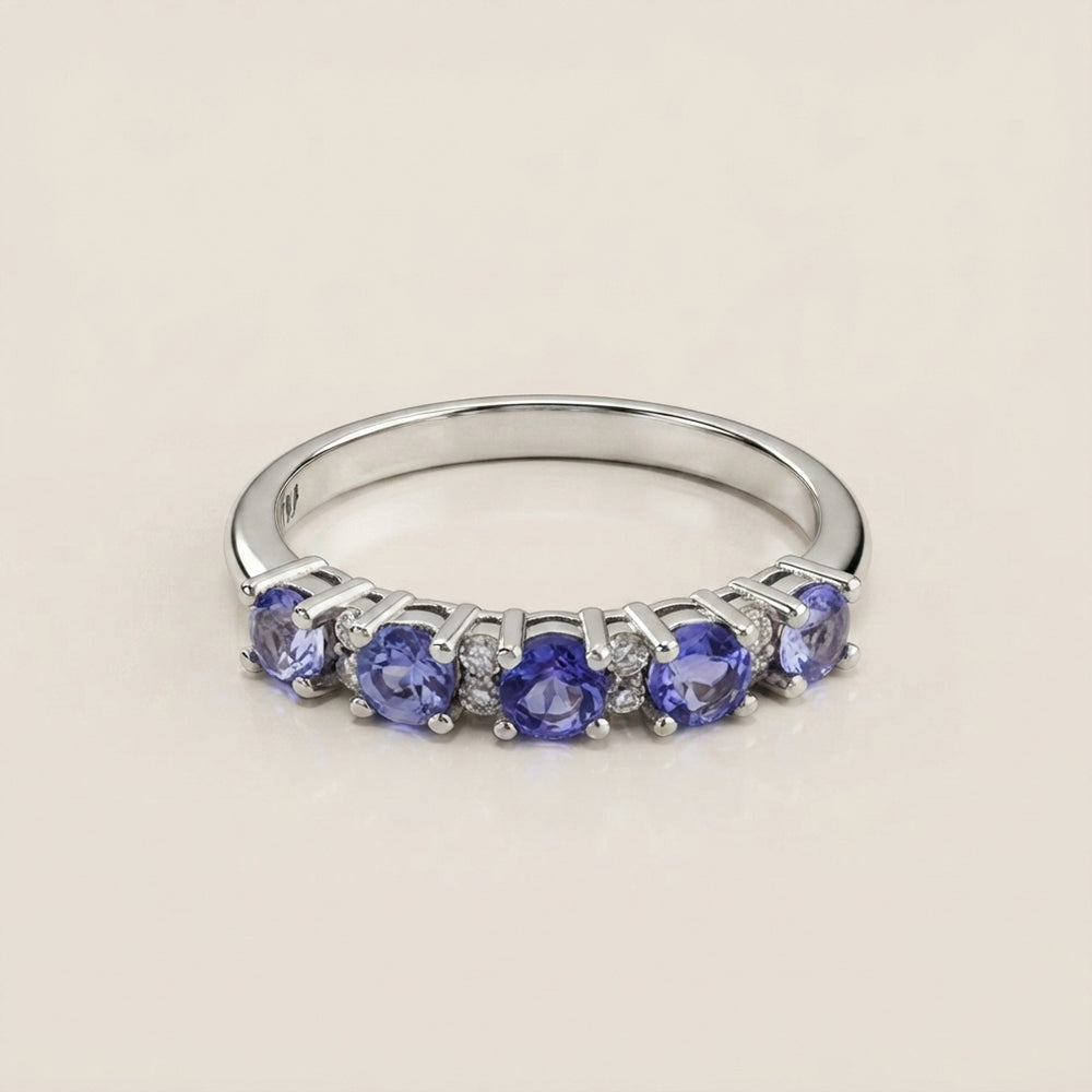 Churumbela Isabel con Tanzanitas y Diamantes en Oro Blanco de 14K
