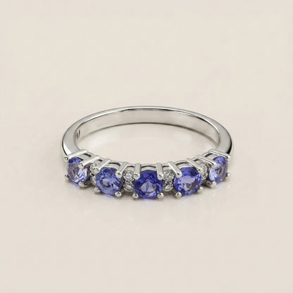 Churumbela Isabel con Tanzanitas y Diamantes en Oro Blanco de 14K