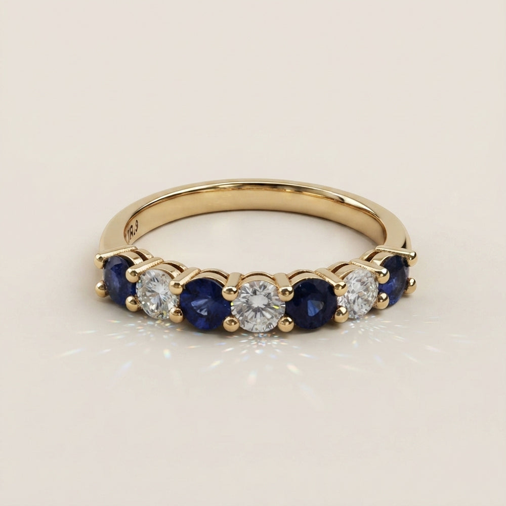 Churumbela Andrea con Zafiros y Diamantes en Oro Amarillo de 14K