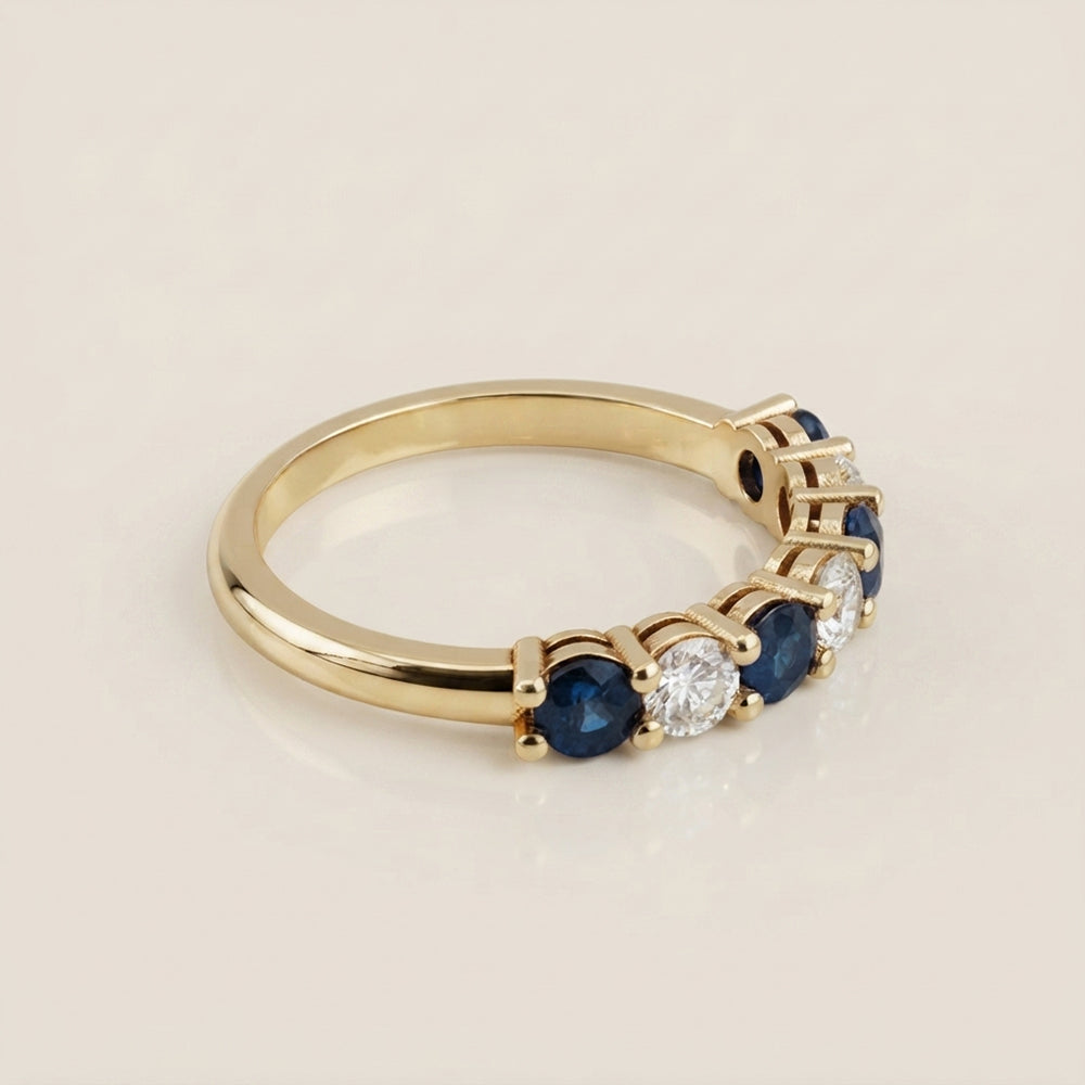 Churumbela Andrea con Zafiros y Diamantes en Oro Amarillo de 14K