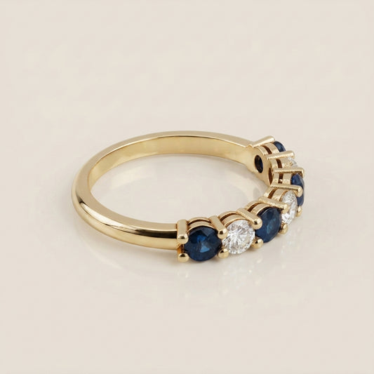 Churumbela Andrea con Zafiros y Diamantes en Oro Amarillo de 14K