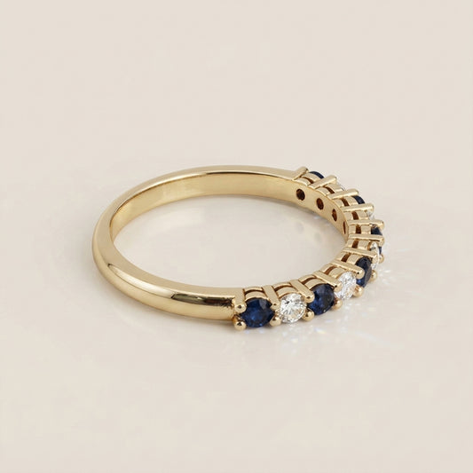 Churumbela Andrea con Zafiros y Diamantes en Oro Amarillo de 14K