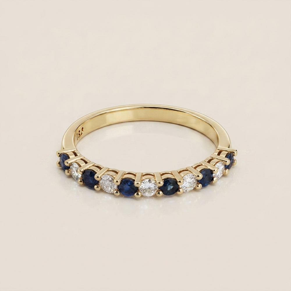 Churumbela Andrea con Zafiros y Diamantes en Oro Amarillo de 14K