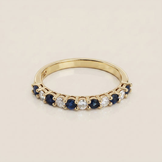 Churumbela Andrea con Zafiros y Diamantes en Oro Amarillo de 14K