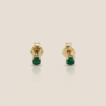 Broqueles con Esmeralda en Oro Amarillo de 14K
