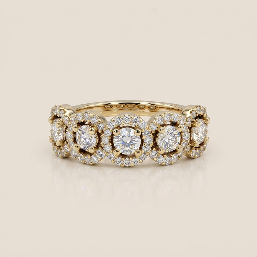 Churumbela Halo con Diamantes en Oro Amarillo de 14K