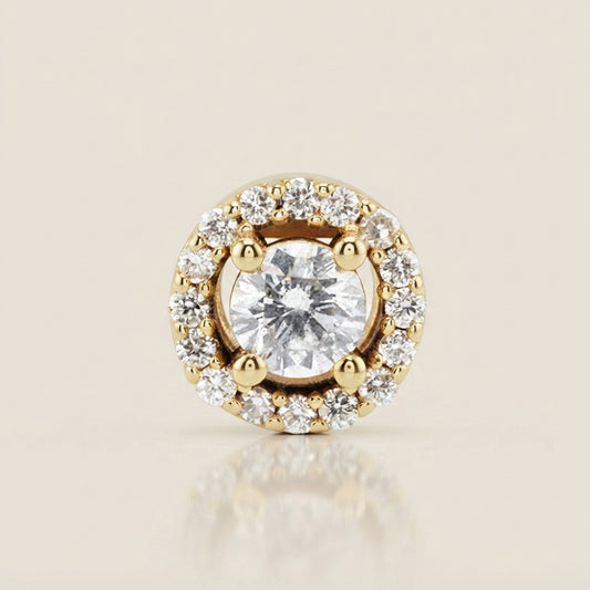 Dije Halo con Diamantes en Oro Amarillo de 14K