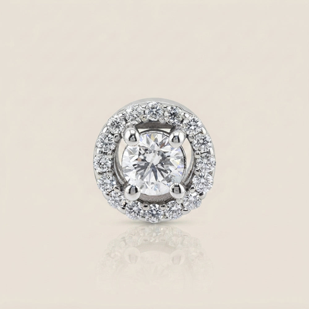 Dije Halo con Diamantes en Oro Blanco de 14K
