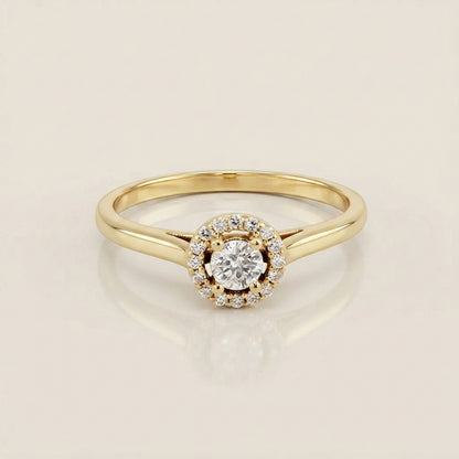 Anillo de Compromiso con Halo en Oro Amarillo de 14K