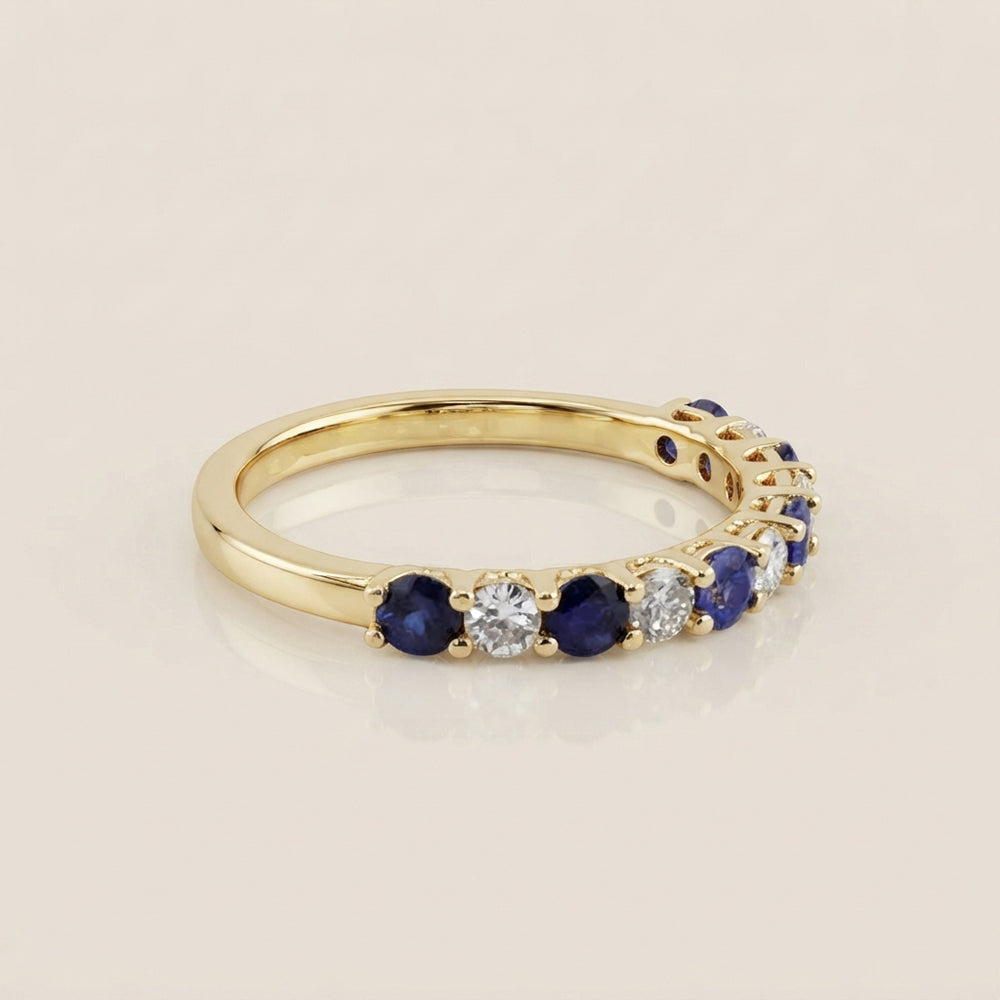Churumbela Domo con Zafiros y Diamantes en Oro Amarillo de 14K