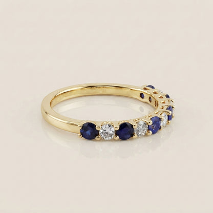 Churumbela Domo con Zafiros y Diamantes en Oro Amarillo de 14K